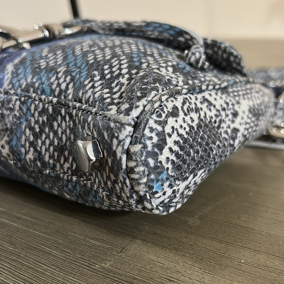 Rebecca Minkoff Blue and Black Crossbody Bag with Snakeskin Print - Picture 6 of 10